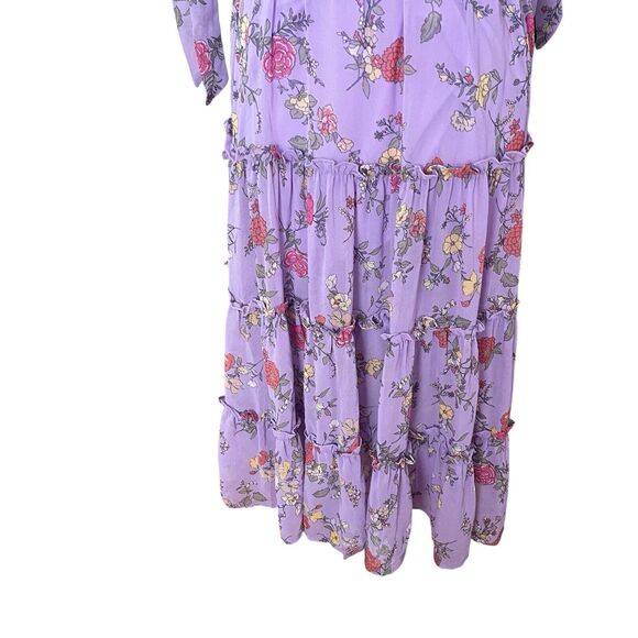 Shero Small Midi Dress Long Flowy Floral Purple Off the Shoulder Lavender - Picture 7 of 13